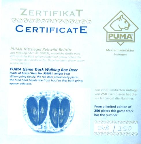PUMA Trittsiegel Rehwild-Beitritt